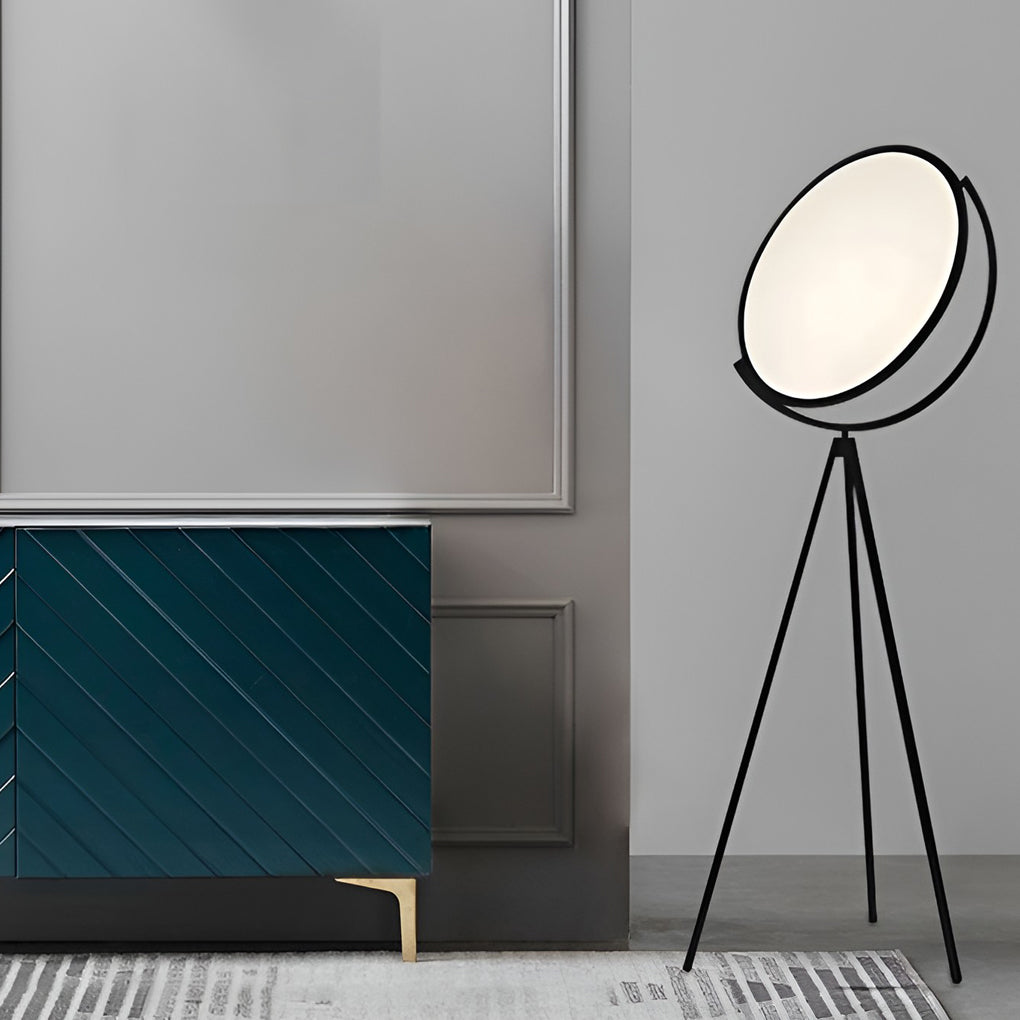 Contemporary Black Metal Rotating LED Tripod Floor Lamp for Living Room
