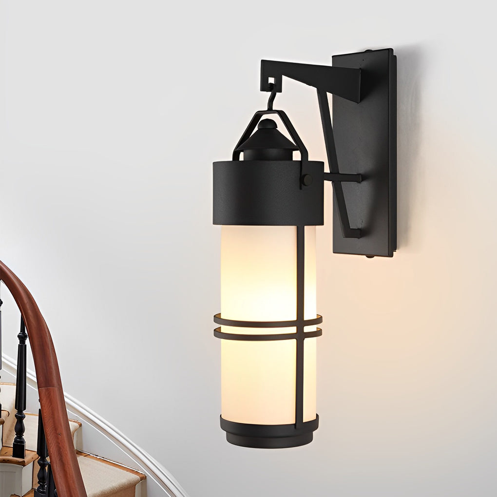 Rustic Black Waterproof American-Style Wall Lantern for Outdoor Use