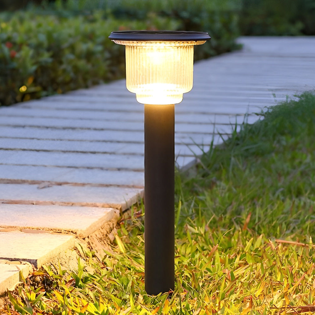 Sleek Matte Black Solar LED Outdoor Pathway Lights with Adjustable Brightness