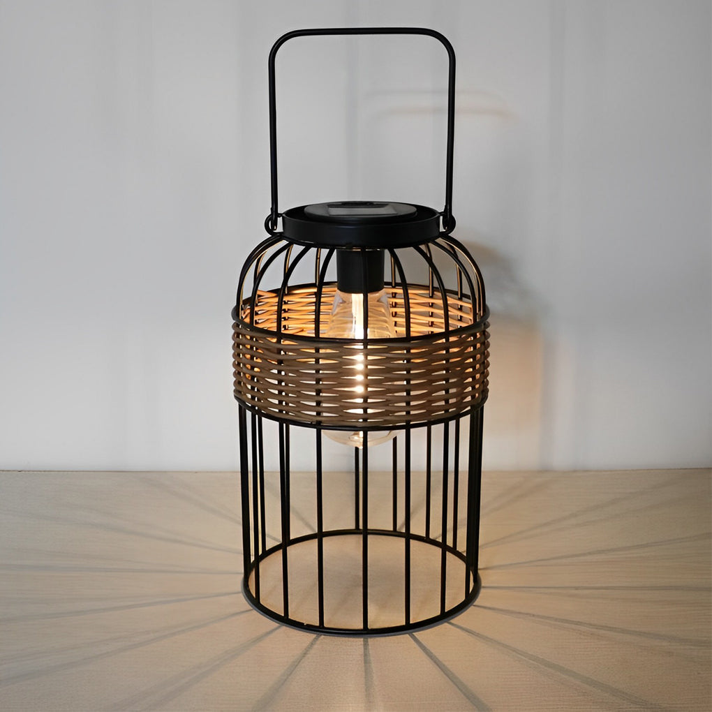 Waterproof Rattan Solar Lantern Night Light for Outdoor Garden Decor