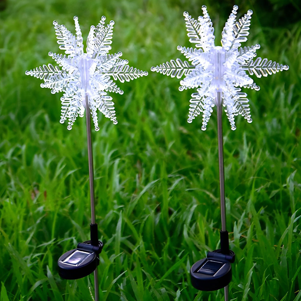 Elegant Acrylic Solar Snowflake Lawn Lights Set - 2PCS Outdoor Holiday Decor