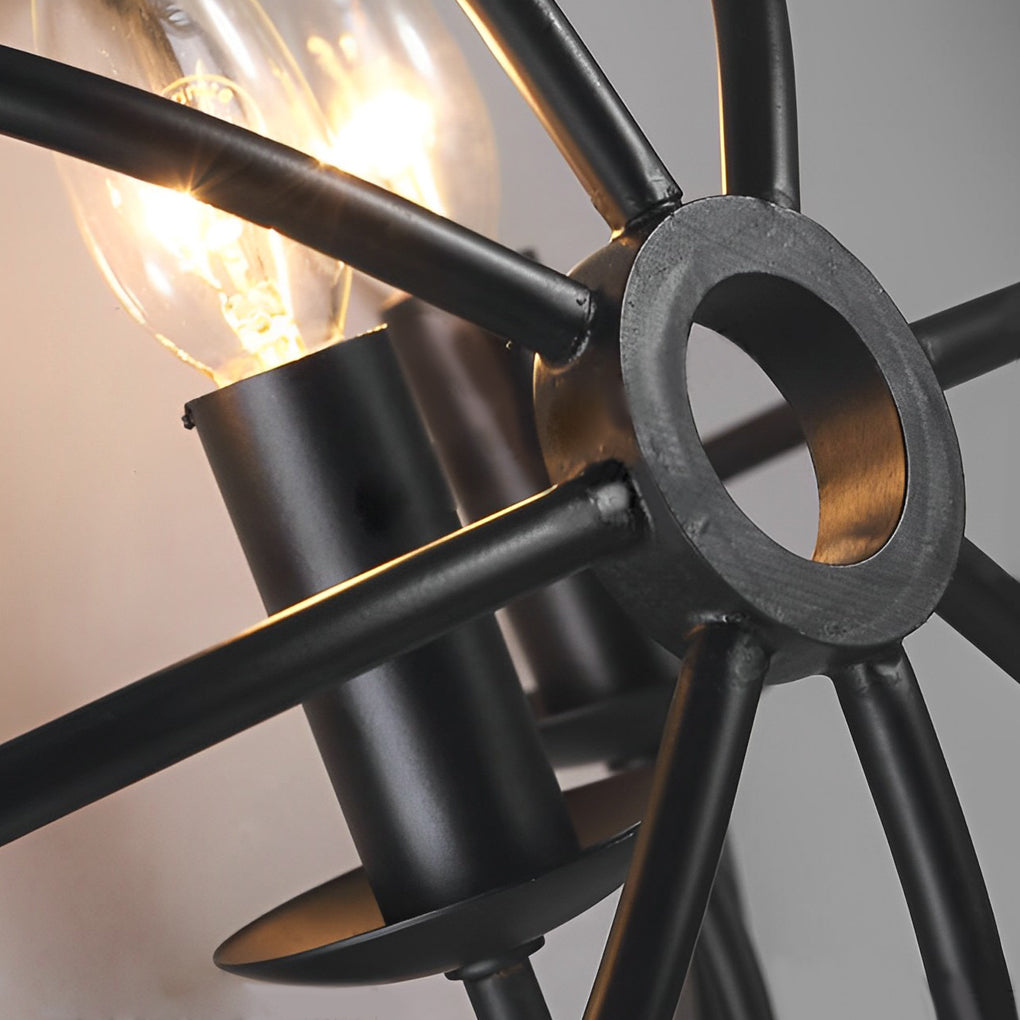 Black Hemispherical Iron Wall Light Fixture for Retro Nostalgic Decor