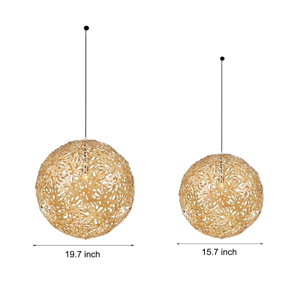 Modern White Basswood Hollowed Ball LED Chandelier for Living Room
