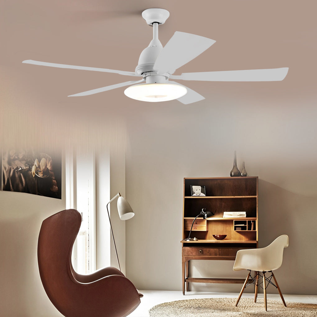 Dimmable 5-Blade Nordic Style LED Ceiling Fan with Remote Control for Bedroom
