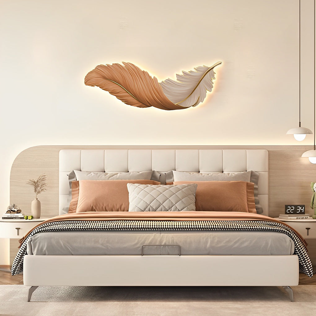 Modern White Feather LED Wall Lamp for Luxury Living Room Decor