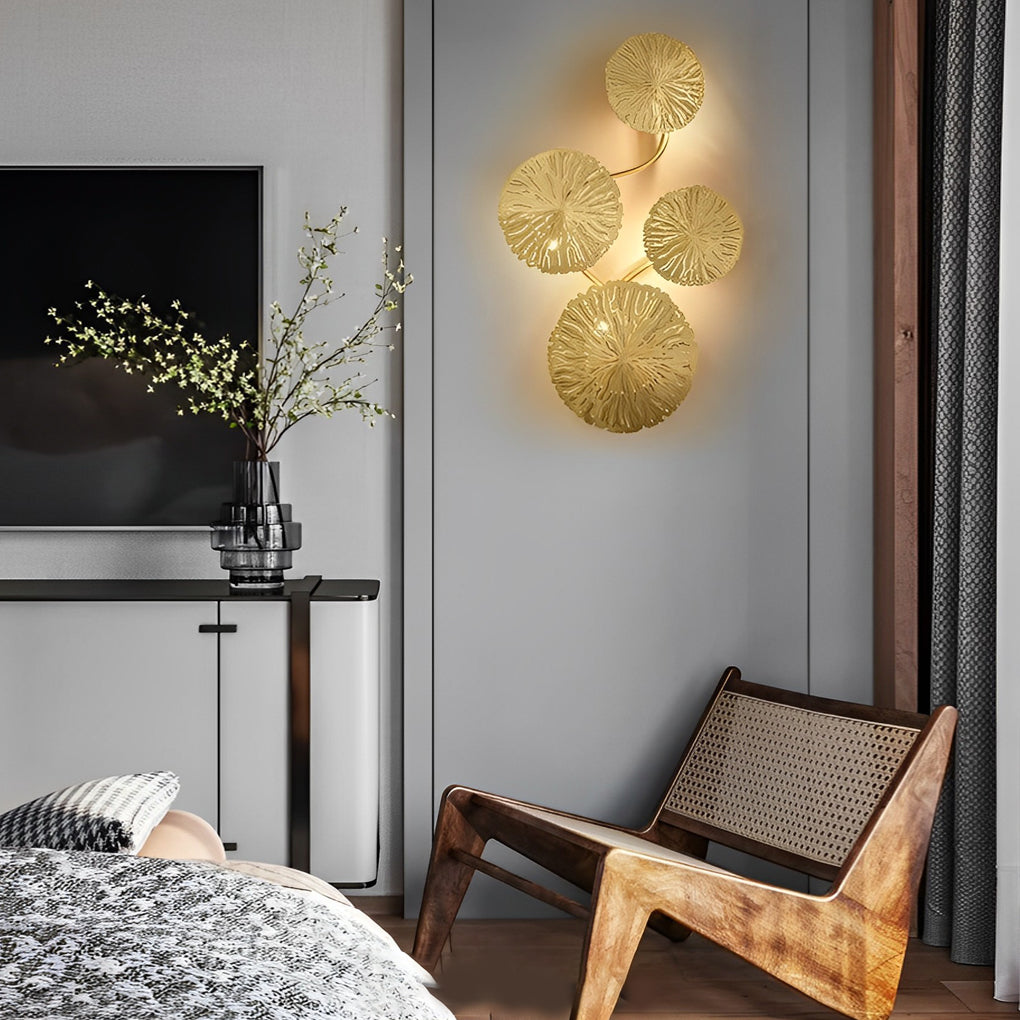 Modern Stainless Steel Lotus Leaf Wall Sconces for Living Room Decor