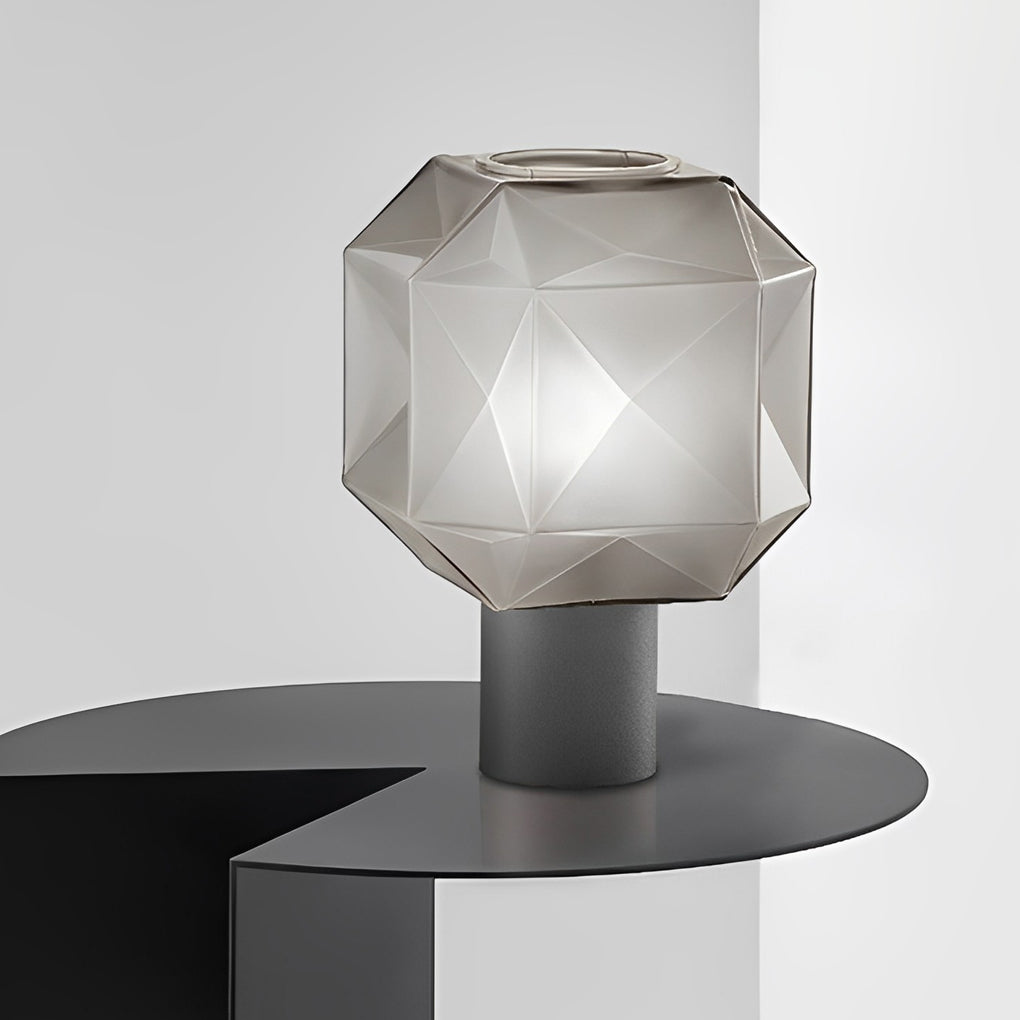 Modern Smoke Glass Orb Table Lamp with Cylinder Base for Living Room