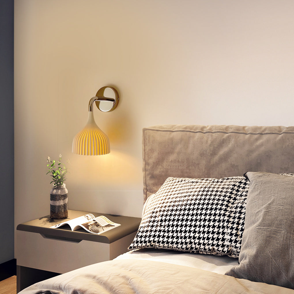 Modern Iron Pleated Lampshade Wall Sconce for Living Room Decor