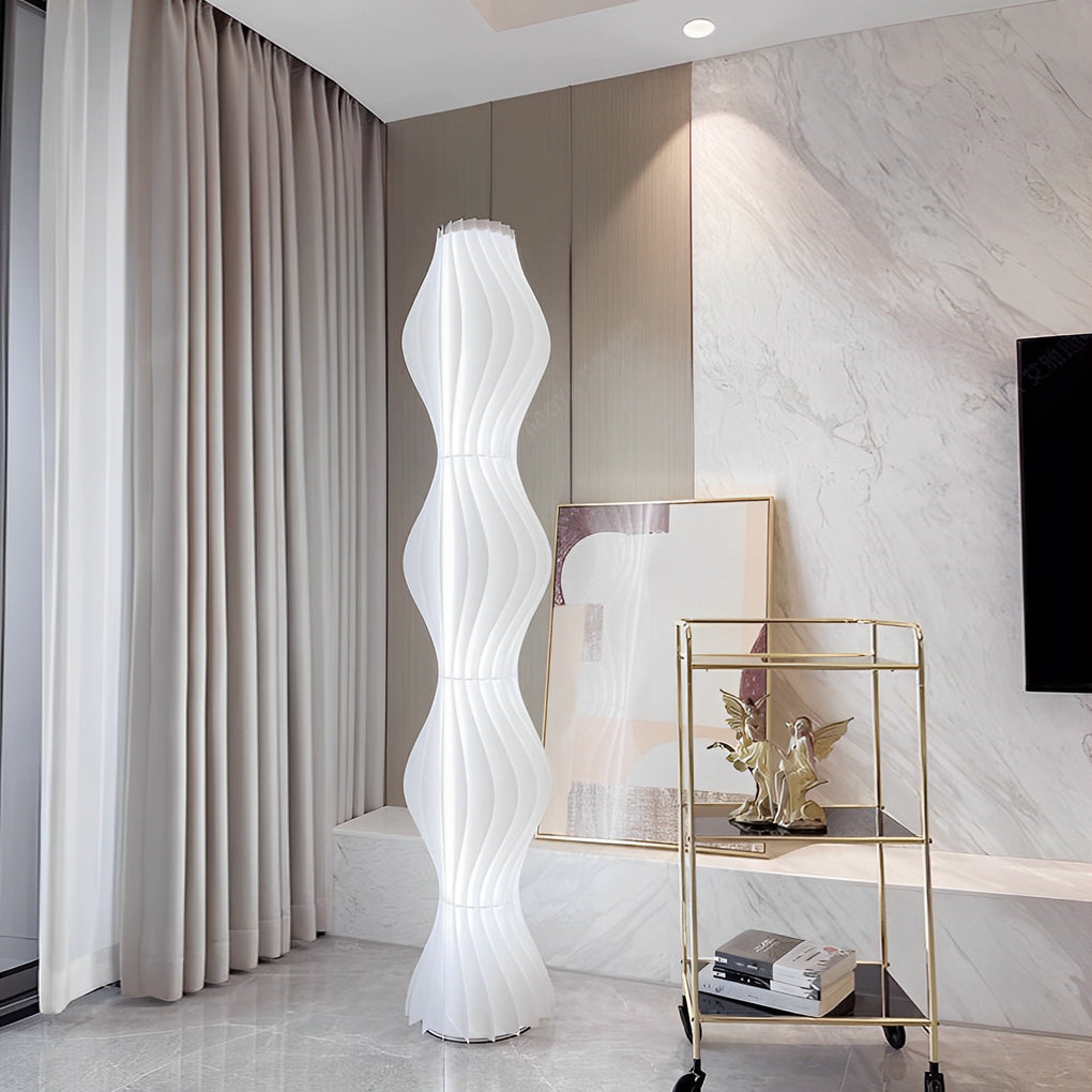 Modern Coastal Wavy White LED Floor Lamp for Beachy Living Room Decor