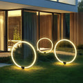 Modern Sleek Black Waterproof LED Ring Lawn Lamp for Outdoor Landscape