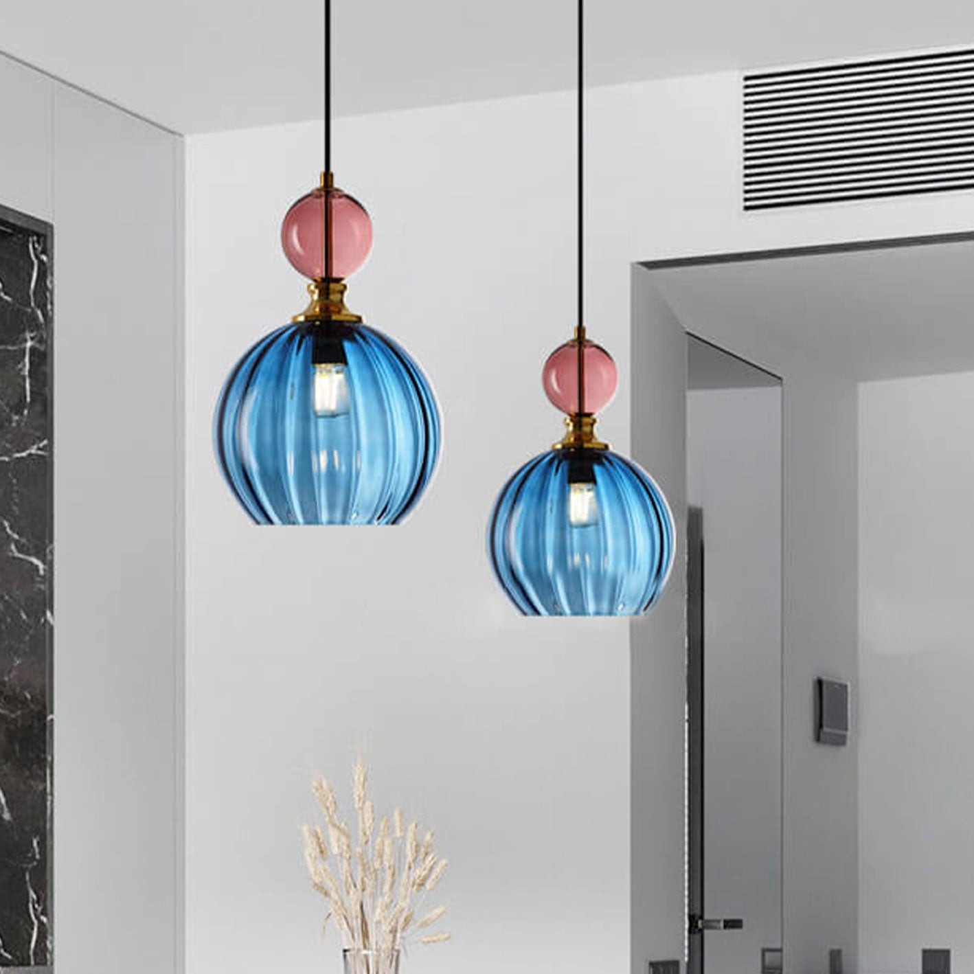 Creative Danish Striped Glass Round Chandelier for Modern Living Spaces
