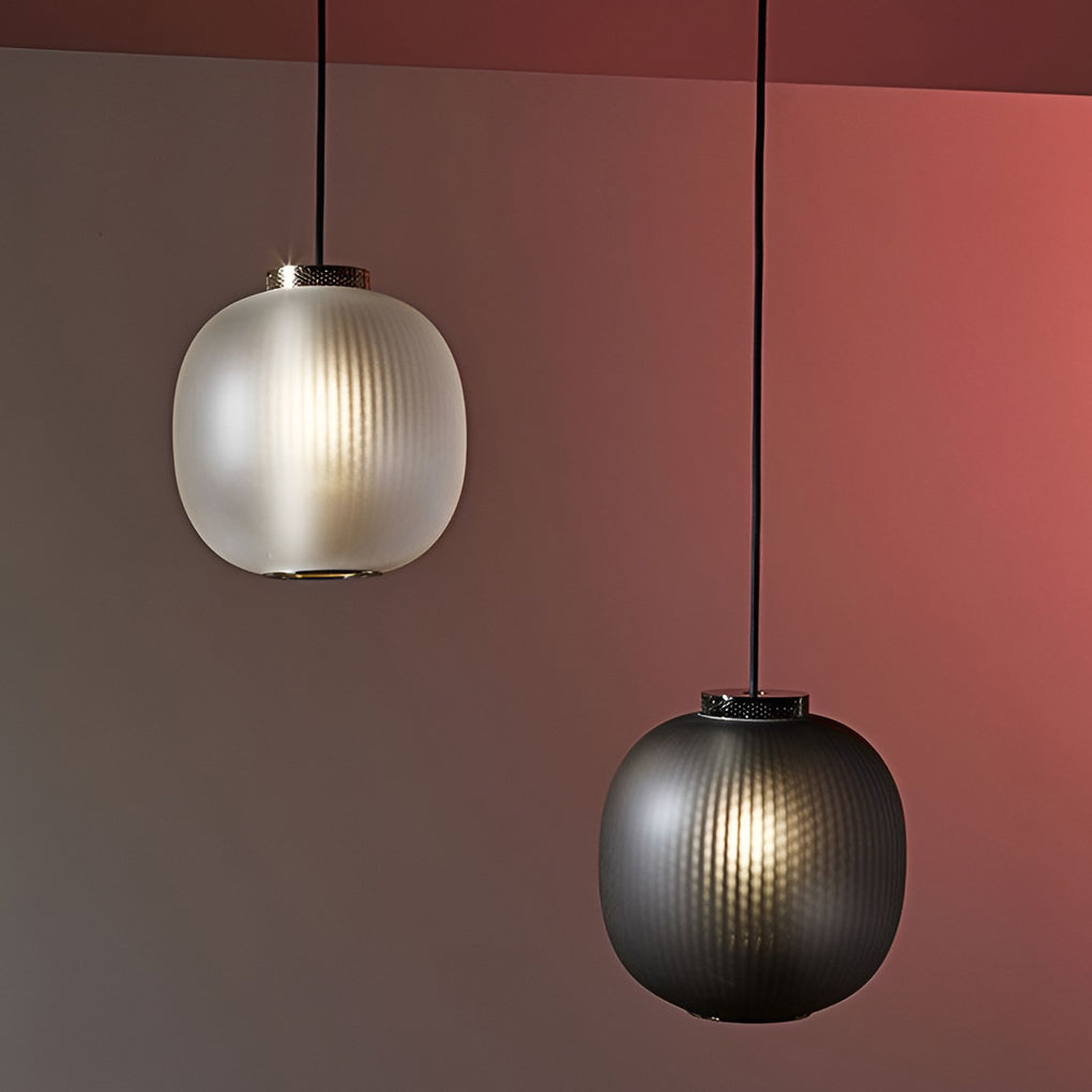 Modern Clear Glass Round Lantern LED Pendant Light for Living Room