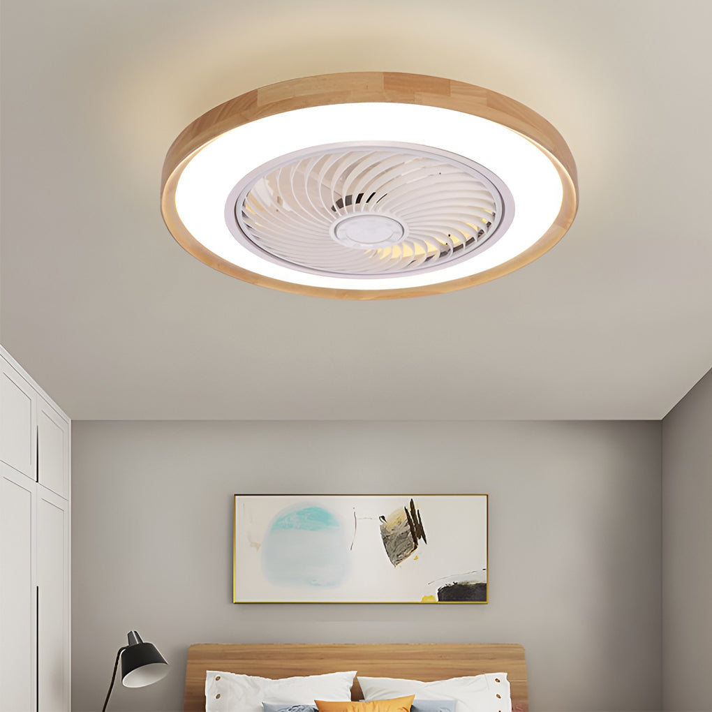 Sleek White Ultra-Thin LED Bladeless Ceiling Fan with Remote for Home