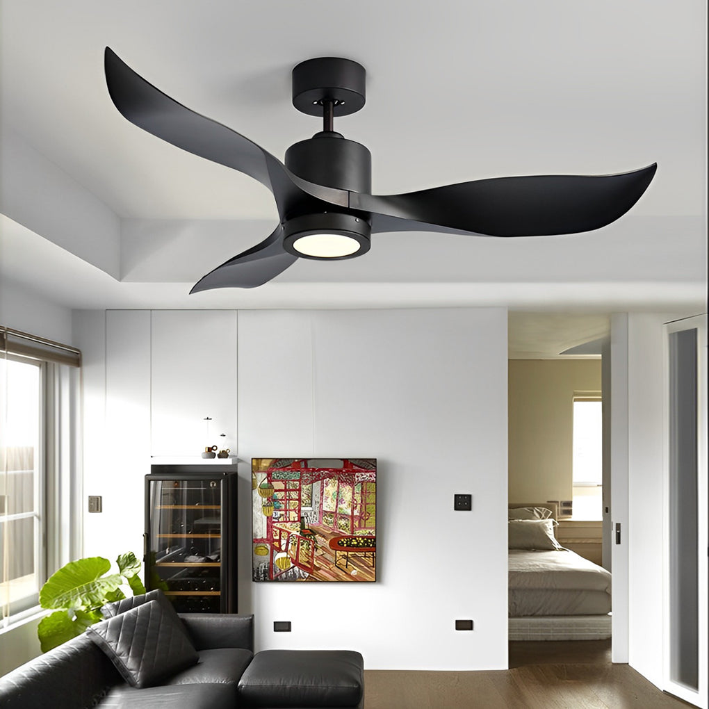 Nordic Style Silent 3-Blade LED Ceiling Fan with Remote for Living Room