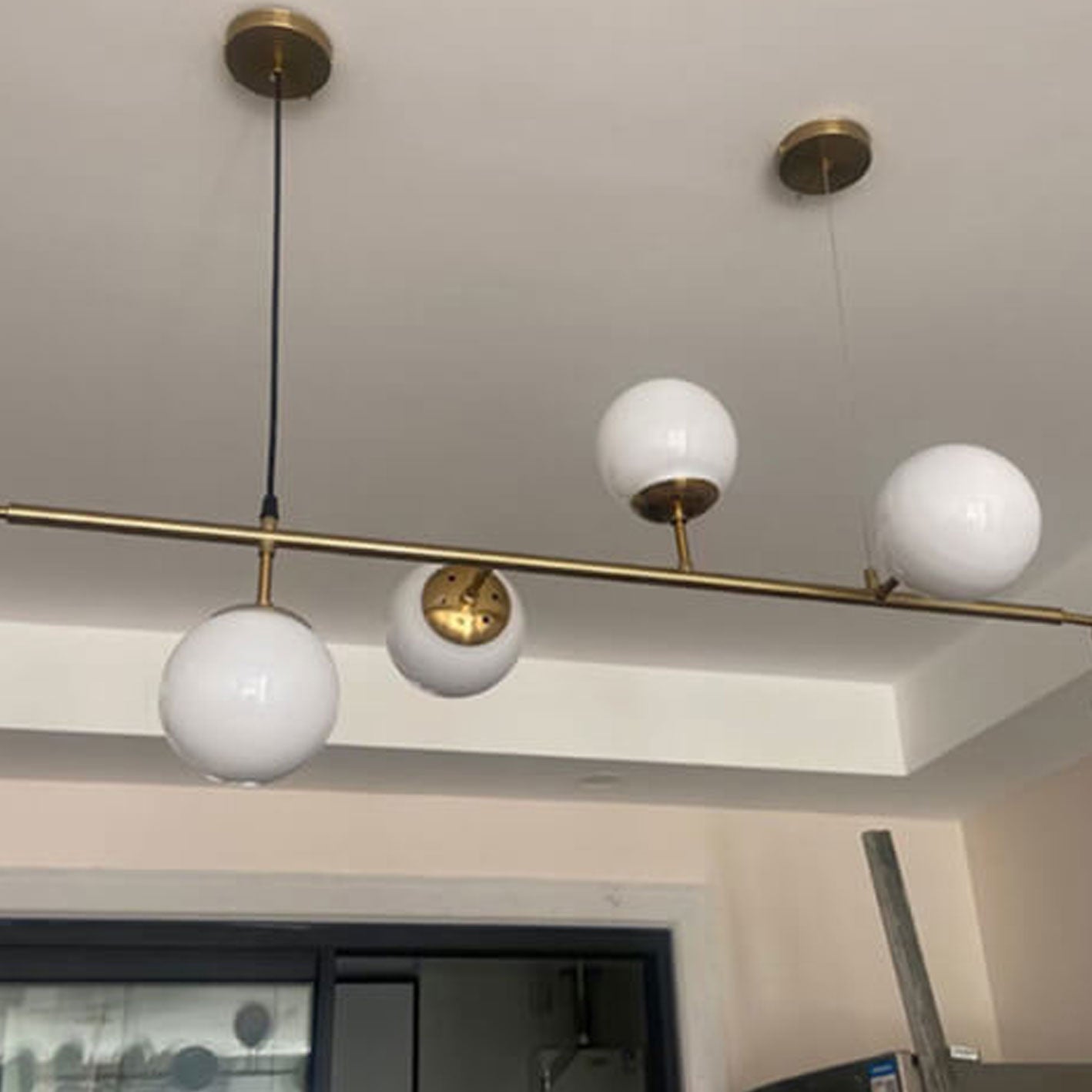 Elegant Modern Minimalist 6-Light Glass Globe Chandelier for Dining Room