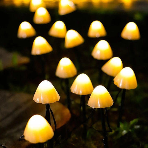 Colorful Outdoor Mini Mushroom RGB Solar String Lights for Garden Decor