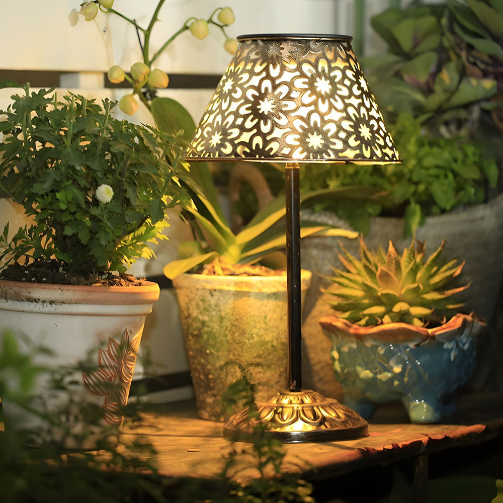 Elegant Silver Metal LED Outdoor Table Lamp – Waterproof & Stylish Accent