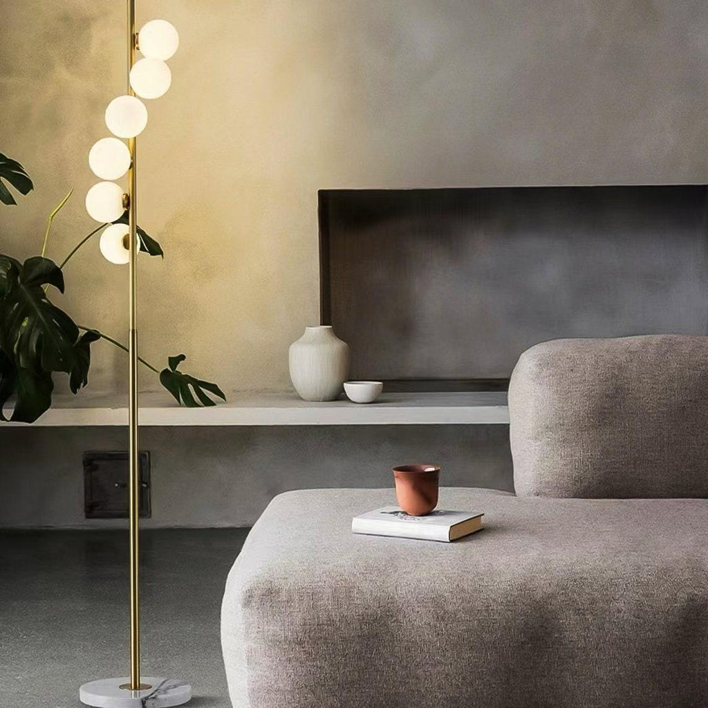 Elegant 6-Bulb Gold Metal Floor Lamp for Modern Living Room Decor