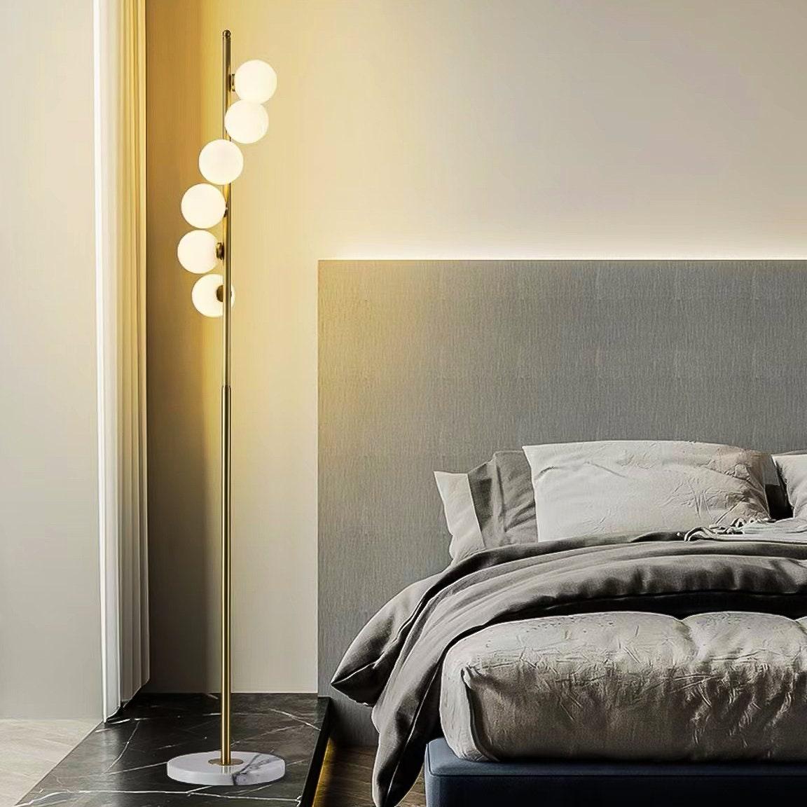 Elegant 6-Bulb Gold Metal Floor Lamp for Modern Living Room Decor