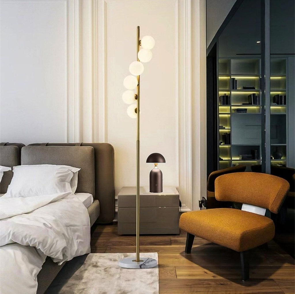 Elegant 6-Bulb Gold Metal Floor Lamp for Modern Living Room Decor