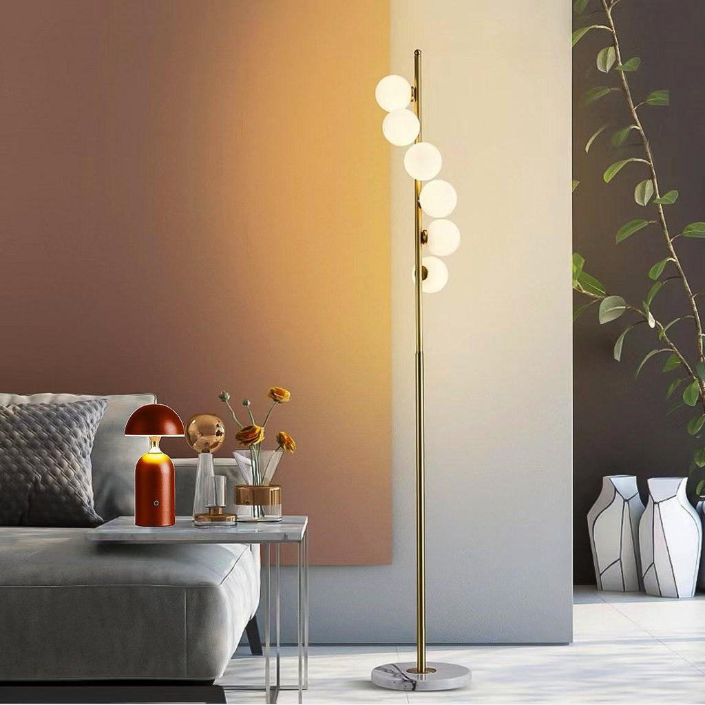 Elegant 6-Bulb Gold Metal Floor Lamp for Modern Living Room Decor
