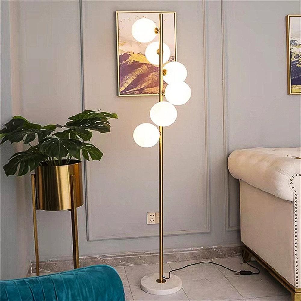 Elegant 6-Bulb Gold Metal Floor Lamp for Modern Living Room Decor