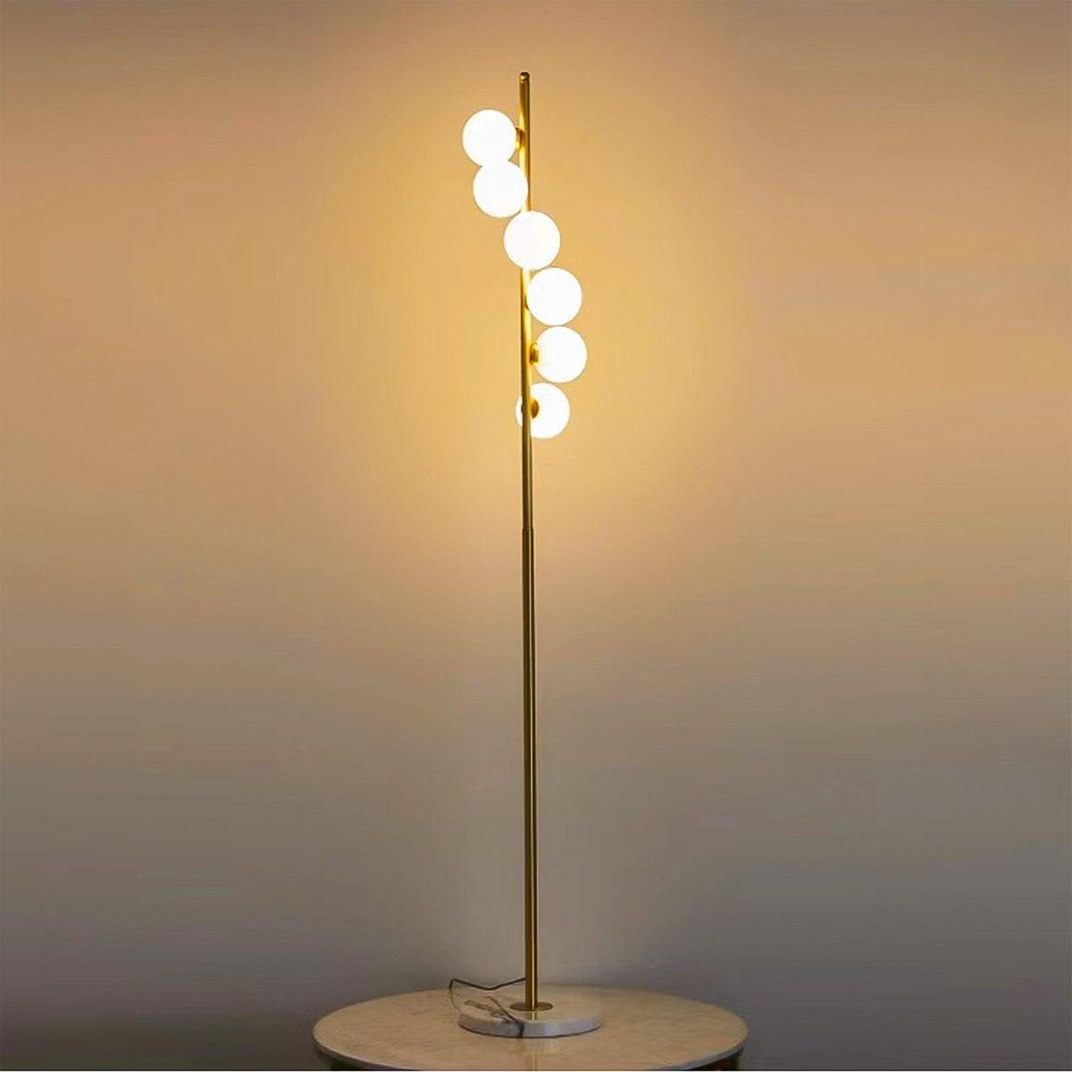 Elegant 6-Bulb Gold Metal Floor Lamp for Modern Living Room Decor