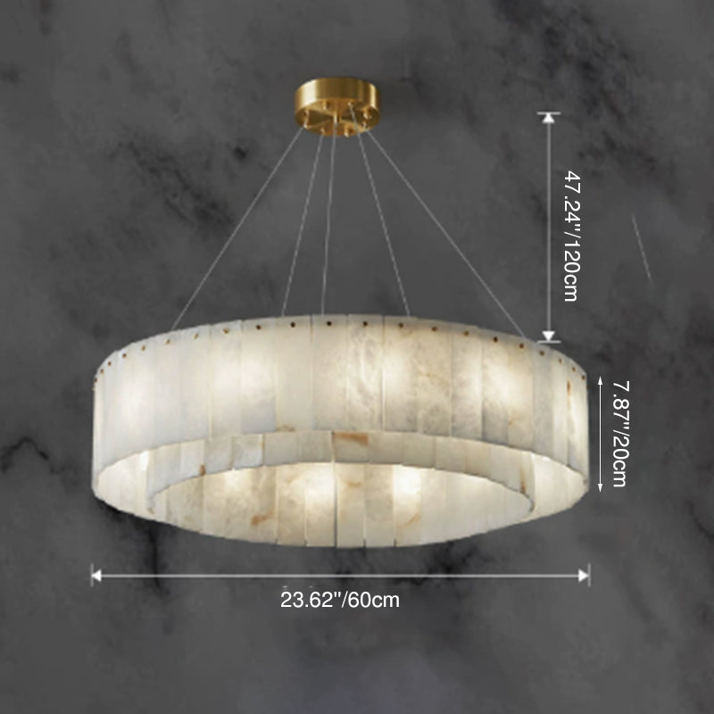 Modern Round Copper Stone Chandelier with 8/12/14 Lights for Living Room