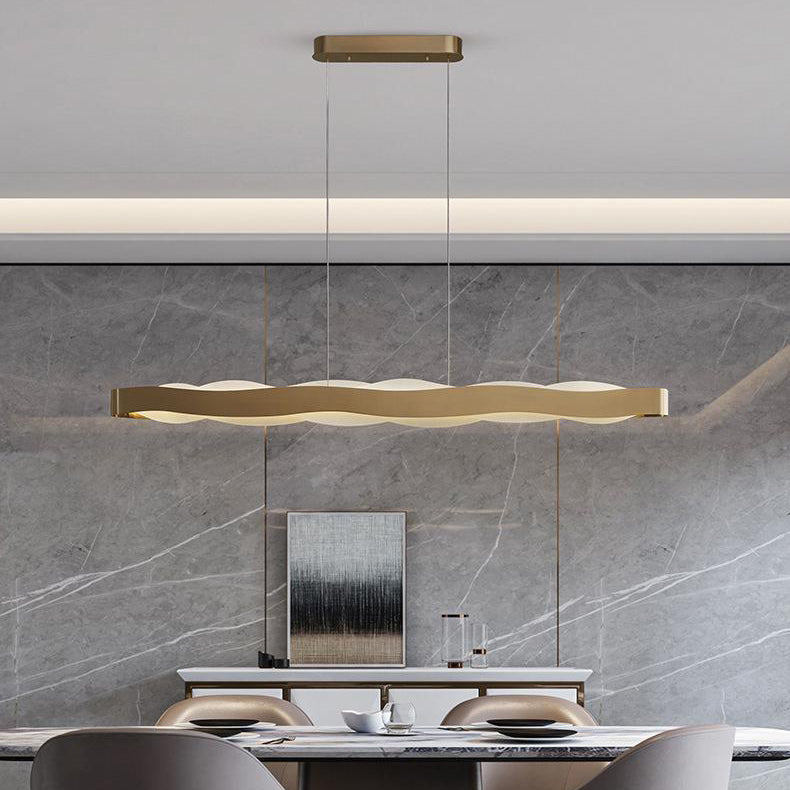 Sleek Round Acrylic Wave LED Chandelier Pendant Light for Bedroom Decor