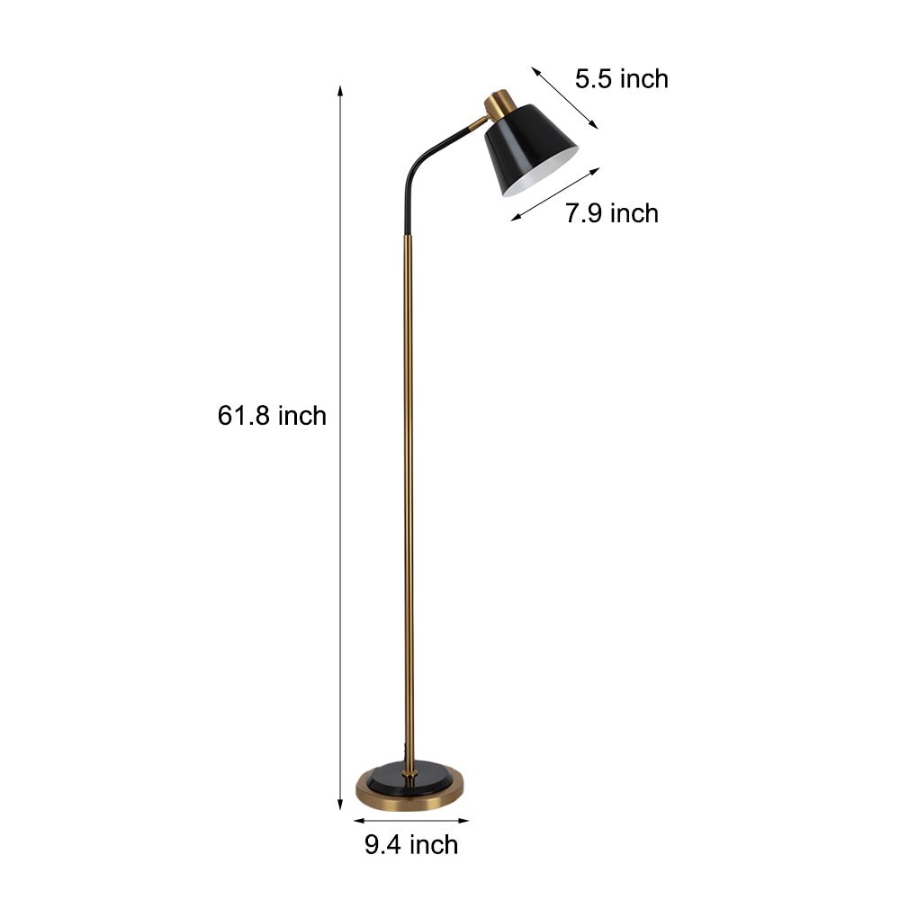 62-Inch Stylish Black Metal Rotatable Reading Floor Lamp for Living Room