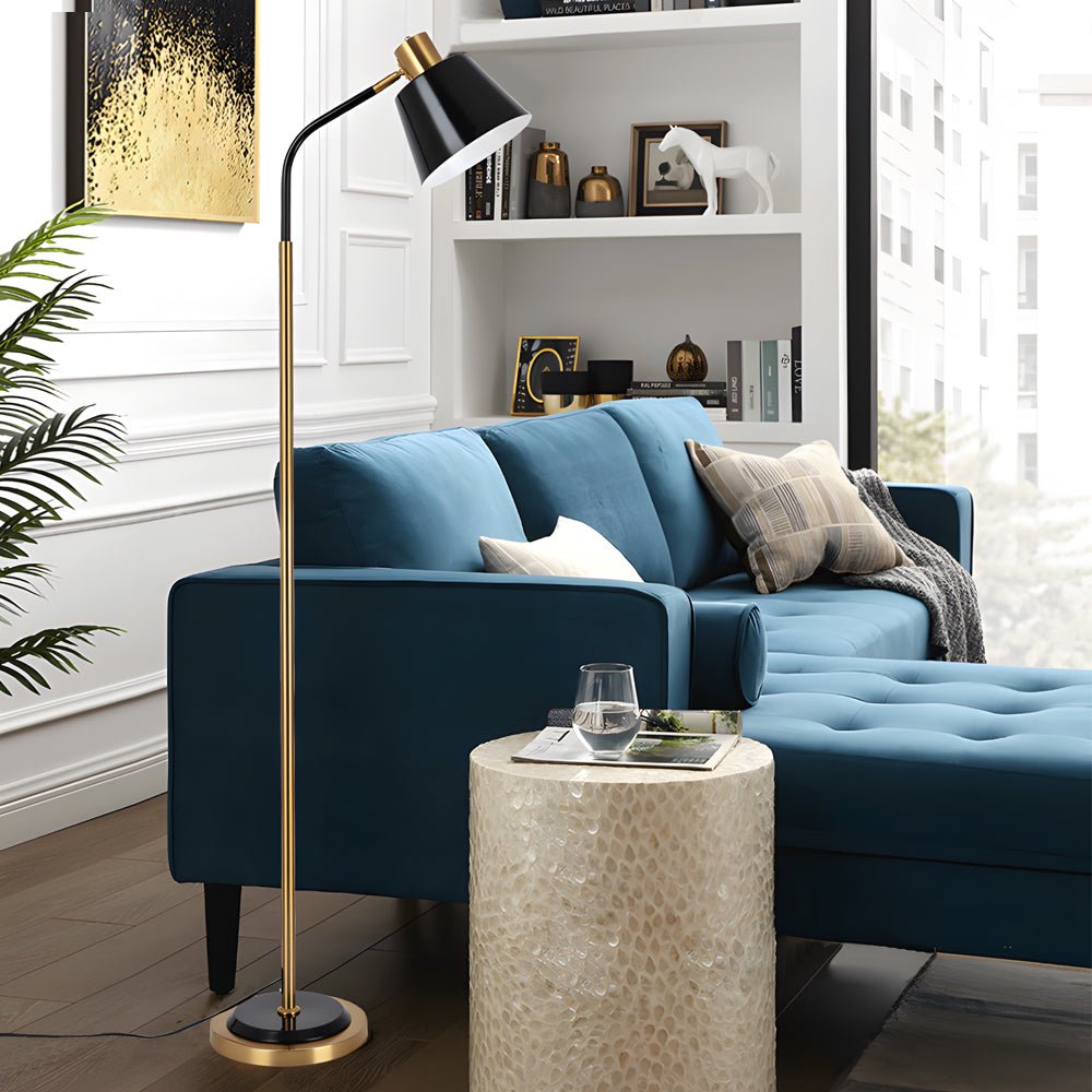 62-Inch Stylish Black Metal Rotatable Reading Floor Lamp for Living Room