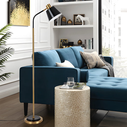 62-Inch Stylish Black Metal Rotatable Reading Floor Lamp for Living Room
