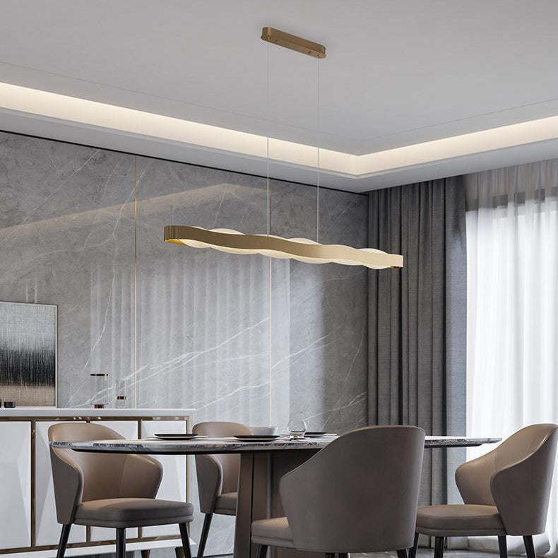 Sleek Round Acrylic Wave LED Chandelier Pendant Light for Bedroom Decor