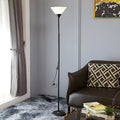 67" Sleek Modern Silver Torchiere Uplight Floor Lamp with Adjustable Sidelight for Living Room