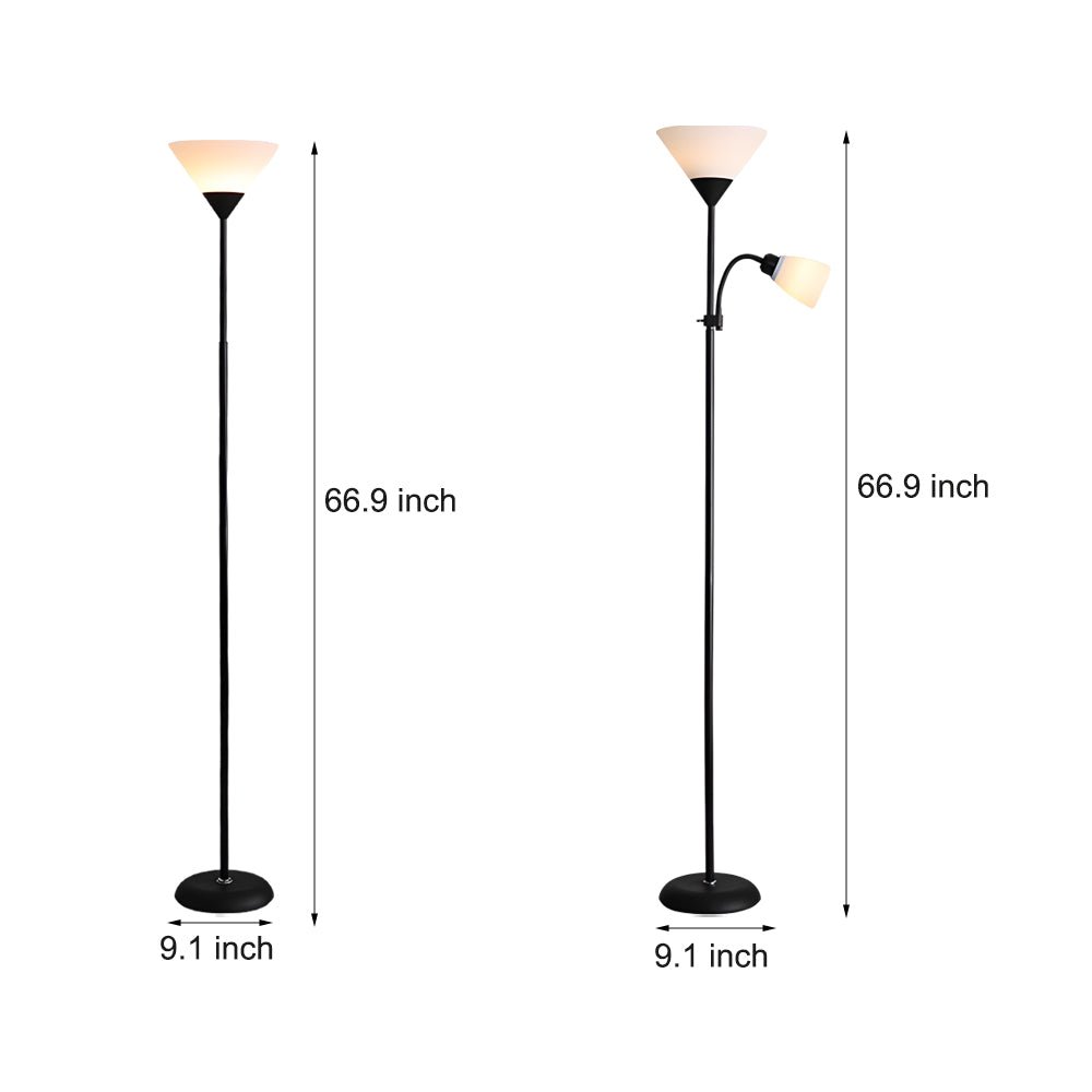67" Sleek Modern Silver Torchiere Uplight Floor Lamp with Adjustable Sidelight for Living Room