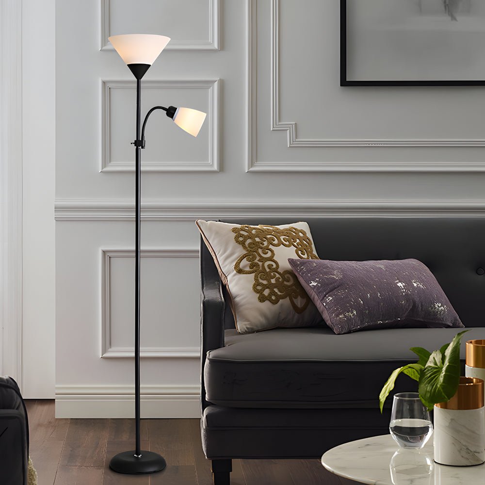 67" Sleek Modern Silver Torchiere Uplight Floor Lamp with Adjustable Sidelight for Living Room