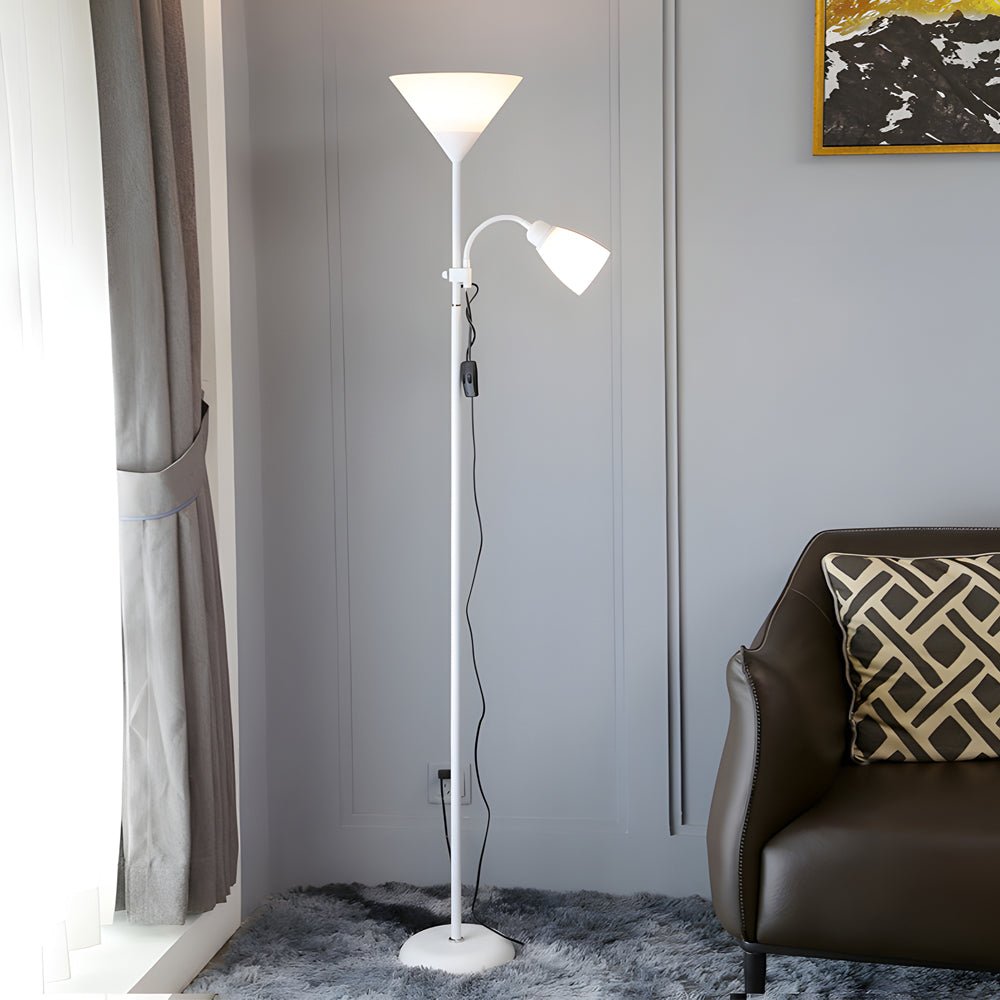 67" Sleek Modern Silver Torchiere Uplight Floor Lamp with Adjustable Sidelight for Living Room
