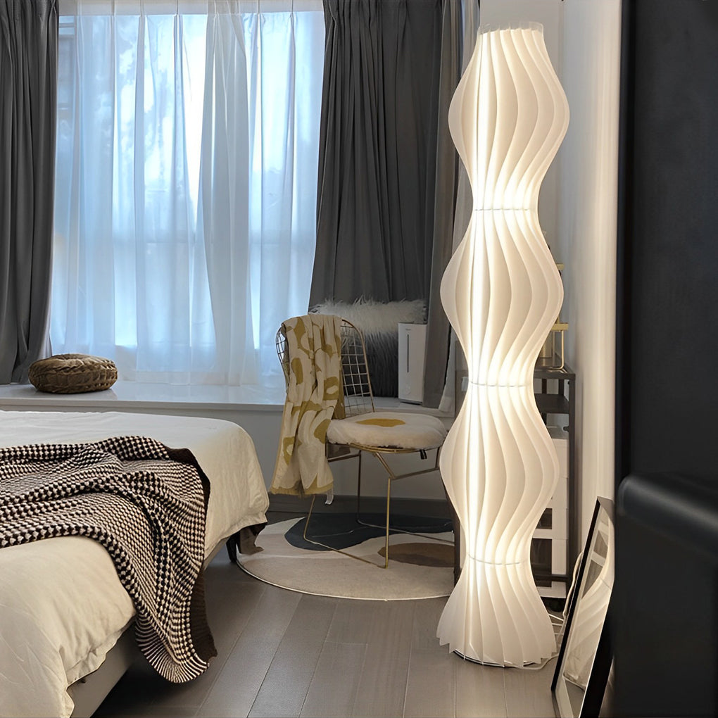 Modern Coastal Wavy White LED Floor Lamp for Beachy Living Room Decor