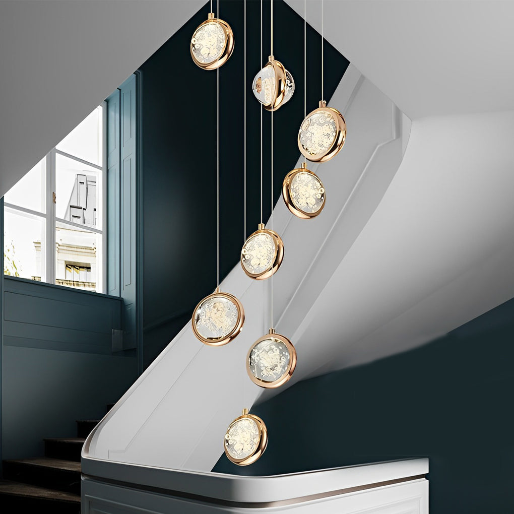 Adjustable Modern Crystal Cluster Chandelier for Luxury Staircase Lighting