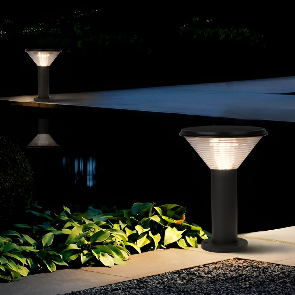 Sleek Black Cylindrical Solar LED Pathway Light for Outdoor Gardens