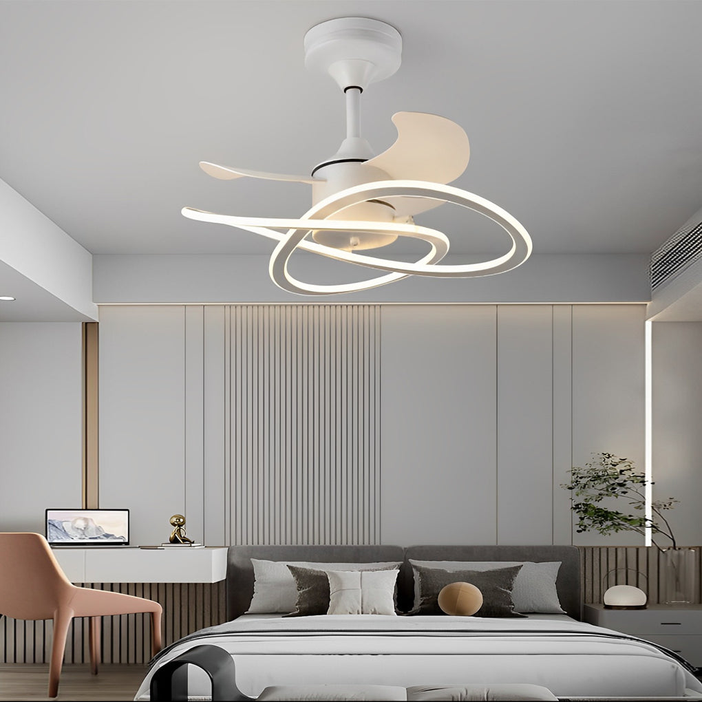 Nordic Bladeless Ceiling Fan with Flower LED Light for Modern Rooms