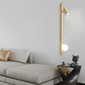 Modern Black and Gold LED Linear Wall Lamp with Dimmable Spotlight for Living Room