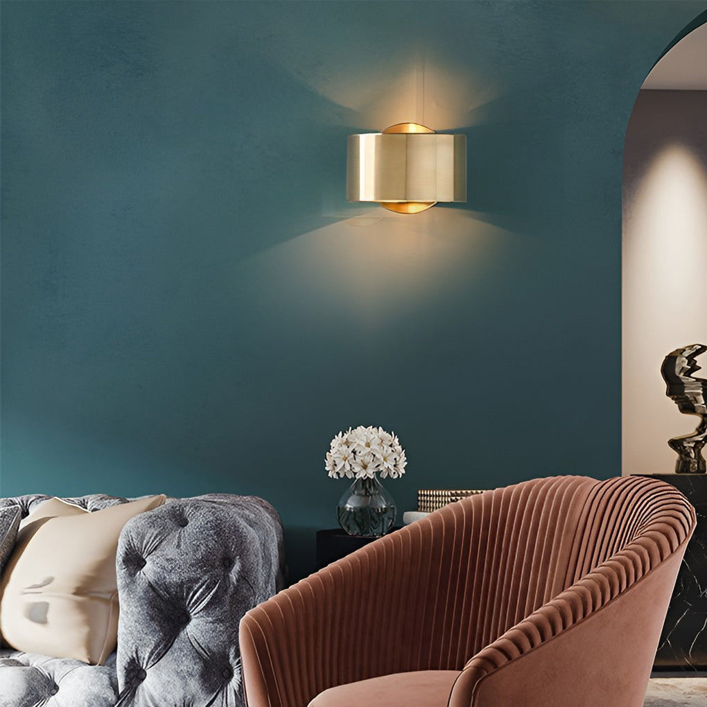 Gold Nordic Circular Up and Down Wall Lamp Sconce for Living Room