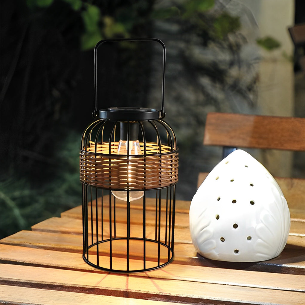 Waterproof Rattan Solar Lantern Night Light for Outdoor Garden Decor
