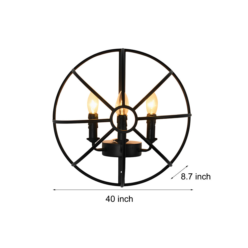 Black Hemispherical Iron Wall Light Fixture for Retro Nostalgic Decor