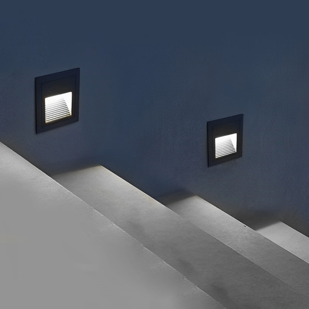 Sleek Aluminum Wall Recessed LED Step Lights - Modern Design for Hallways