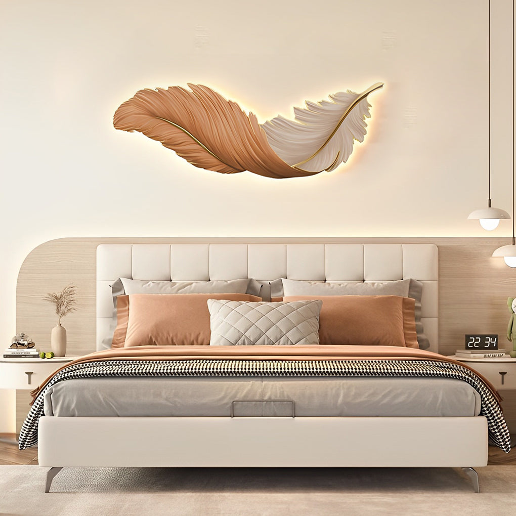 Modern White Feather LED Wall Lamp for Luxury Living Room Decor