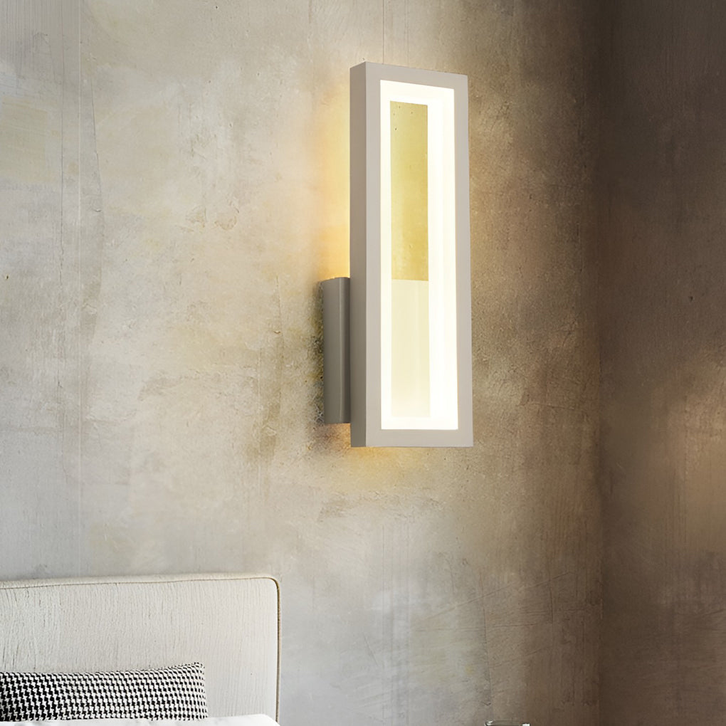 Sleek Rectangular White LED Wall Sconce Fixture for Modern Living Spaces