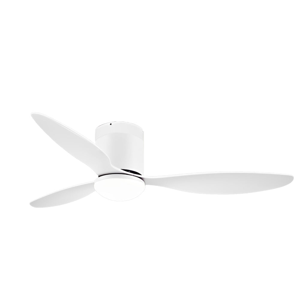 Modern White Ceiling Fan with 3 Blades, LED Lights, and Remote for Living Room