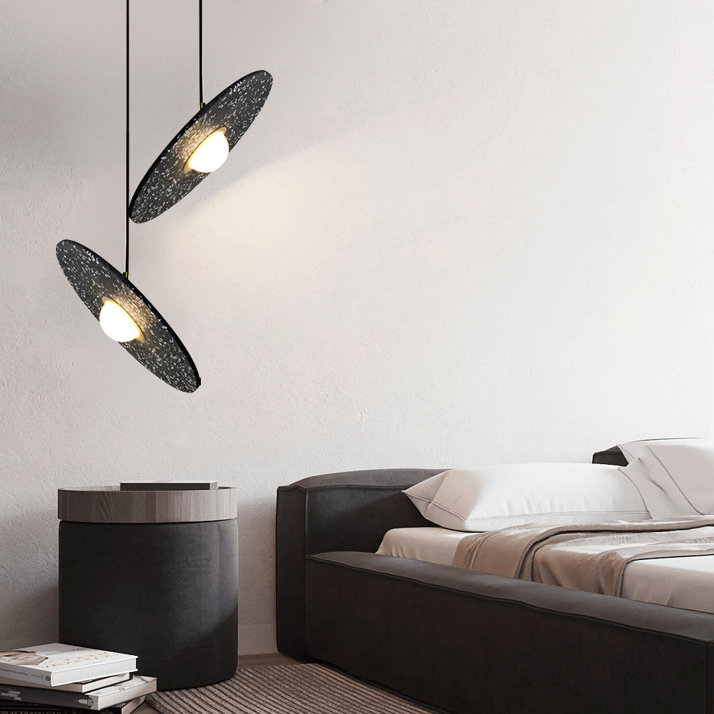 Colorful Round Terrazzo Glass LED Pendant Light Fixture for Modern Spaces